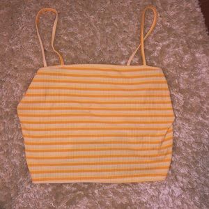 yellow striped crop top